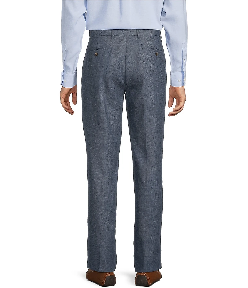Roundtree & Yorke Classic Fit Flat Front Solid Linen Dress Pants