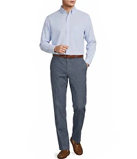 Roundtree & Yorke Classic Fit Flat Front Solid Linen Dress Pants