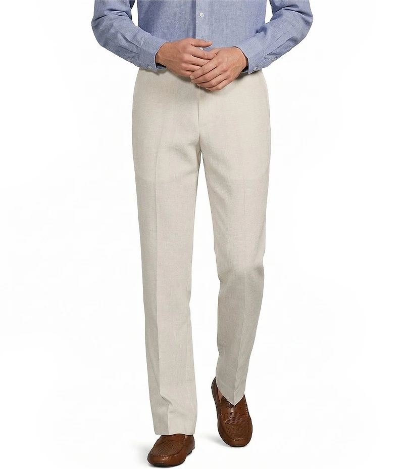 Roundtree & Yorke Classic Fit Flat Front Solid Linen Dress Pants
