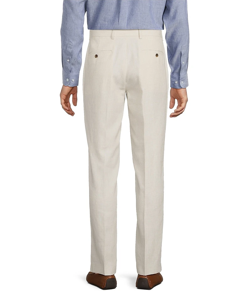 Roundtree & Yorke Classic Fit Flat Front Solid Linen Dress Pants