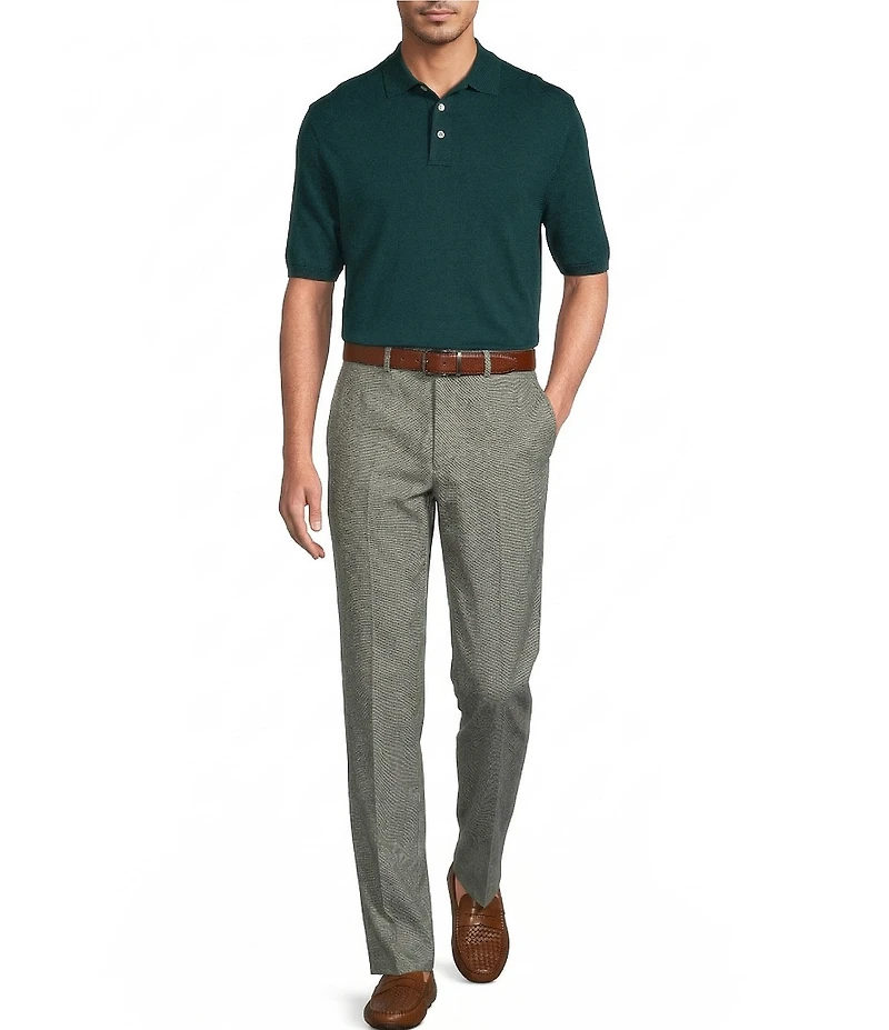 Roundtree & Yorke Classic Fit Flat Front Solid Linen Dress Pants