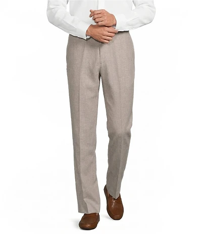 Roundtree & Yorke Classic Fit Flat Front Solid Linen Dress Pants