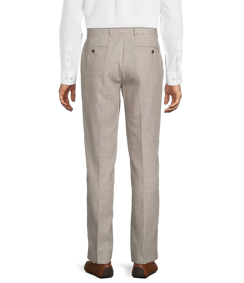Roundtree & Yorke Classic Fit Flat Front Solid Linen Dress Pants