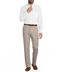 Roundtree & Yorke Classic Fit Flat Front Solid Linen Dress Pants