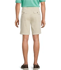 Roundtree & Yorke Classic Fit Flat Front Washed Textured 9#double; Chino Shorts