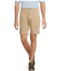 Roundtree & Yorke Classic Fit Flat Front Washed Textured 9#double; Chino Shorts