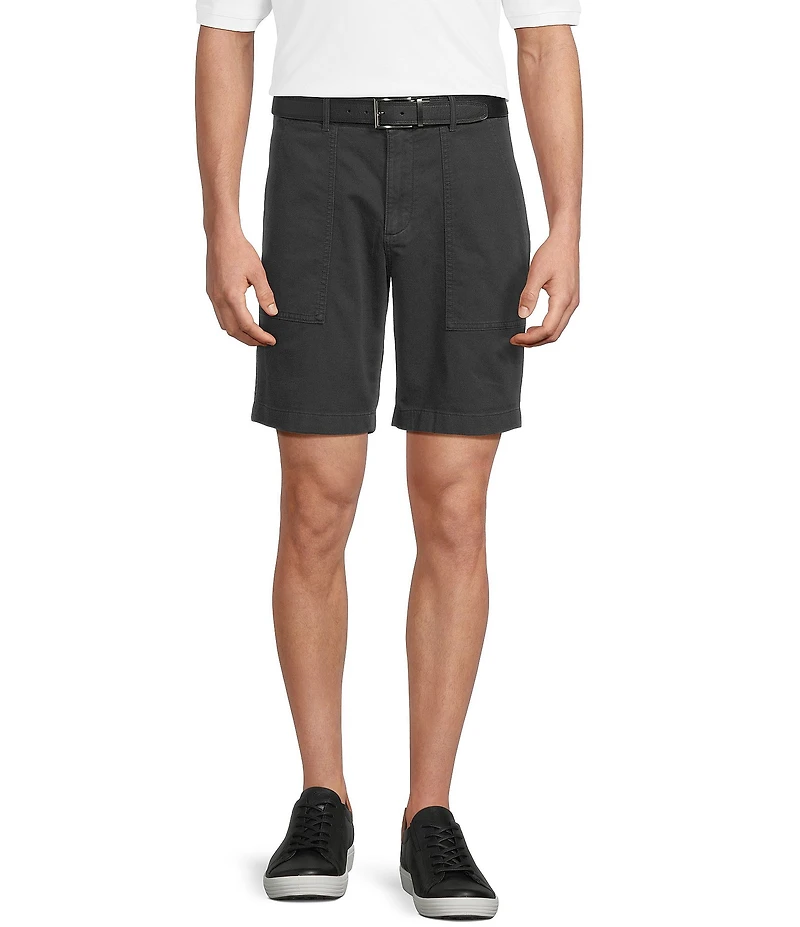 Roundtree & Yorke Classic Fit Flat Front Washed Textured 9#double; Chino Shorts