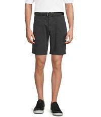 Roundtree & Yorke Classic Fit Flat Front Washed Textured 9#double; Chino Shorts