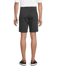 Roundtree & Yorke Classic Fit Flat Front Washed Textured 9#double; Chino Shorts