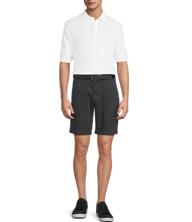 Roundtree & Yorke Classic Fit Flat Front Washed Textured 9#double; Chino Shorts