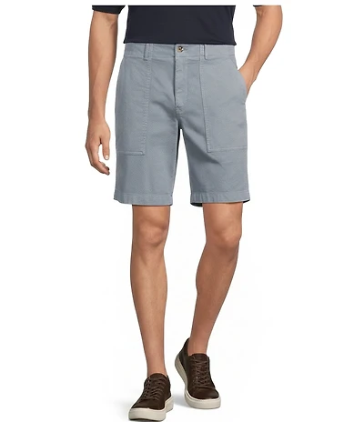 Roundtree & Yorke Classic Fit Flat Front Washed Textured 9#double; Chino Shorts