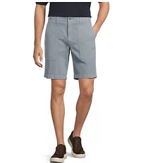 Roundtree & Yorke Classic Fit Flat Front Washed Textured 9#double; Chino Shorts