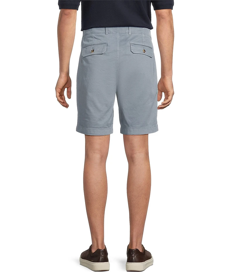 Roundtree & Yorke Classic Fit Flat Front Washed Textured 9#double; Chino Shorts