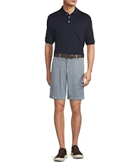 Roundtree & Yorke Classic Fit Flat Front Washed Textured 9#double; Chino Shorts