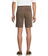 Roundtree & Yorke Classic Fit Flat Front Washed Textured 9#double; Chino Shorts