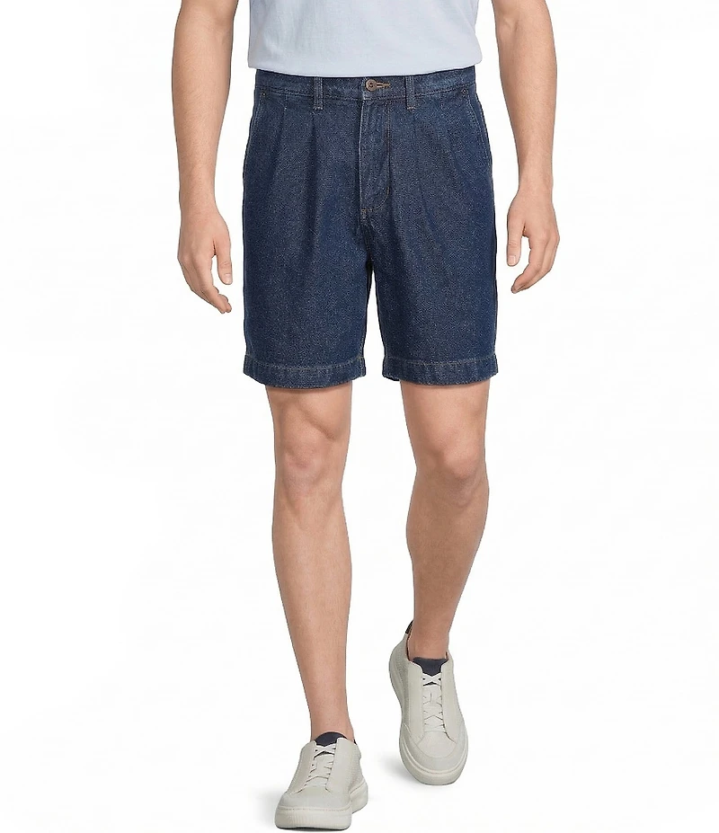 Roundtree & Yorke Classic Fit Pleated 8#double; Denim Shorts