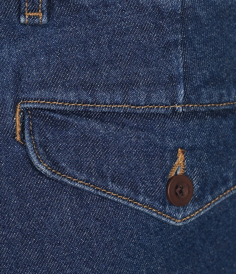 Roundtree & Yorke Classic Fit Pleated 8#double; Denim Shorts