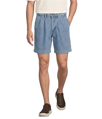 Roundtree & Yorke Classic Fit Pleated 8#double; Denim Shorts