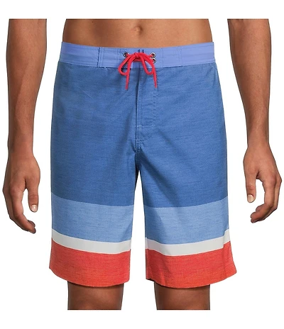 Roundtree & Yorke Colorblock Stripe 10#double; Swim Trunk