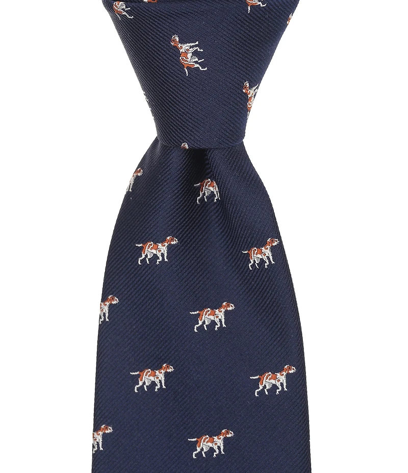 Roundtree & Yorke Dog Print Traditional Silk Blend Tie