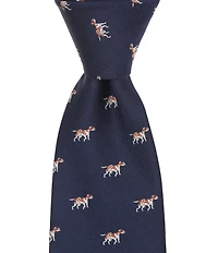 Roundtree & Yorke Dog Print Traditional Silk Blend Tie