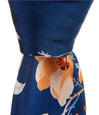 Roundtree & Yorke Eric Flower Print 3 3/8#double; Silk Blend Tie