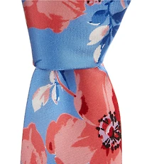 Roundtree & Yorke Eric Flower Print 3 3/8#double; Silk Blend Tie