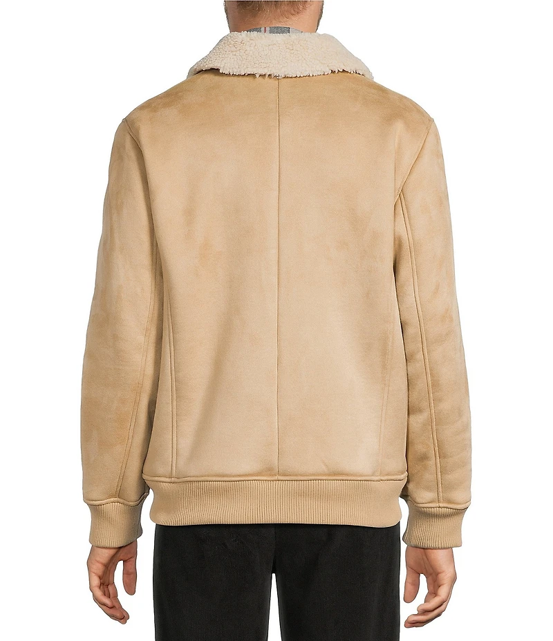 Roundtree & Yorke Faux-Sherpa Collar Long Sleeve Bomber Jacket