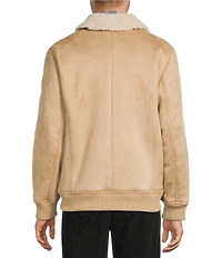 Roundtree & Yorke Faux-Sherpa Collar Long Sleeve Bomber Jacket