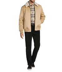 Roundtree & Yorke Faux-Sherpa Collar Long Sleeve Bomber Jacket