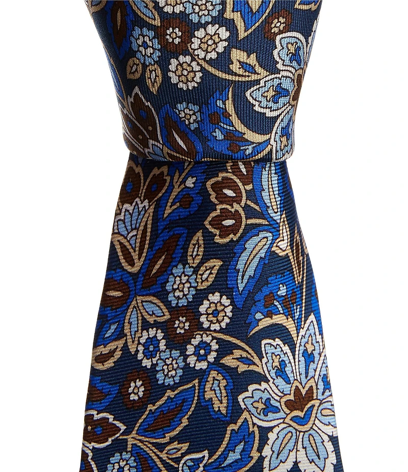 Roundtree & Yorke Finnian Floral Print 3 1/4#double; Silk Tie