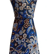 Roundtree & Yorke Finnian Floral Print 3 1/4#double; Silk Tie