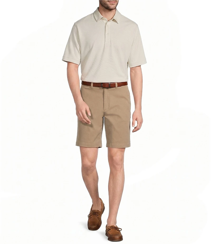 Roundtree & Yorke Flat Front 9#double; Performance Herringbone Shorts