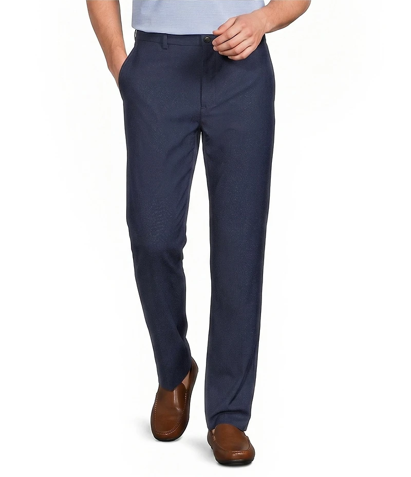 Roundtree & Yorke Flat Front Classic Fit Performance Textured Dress Pants