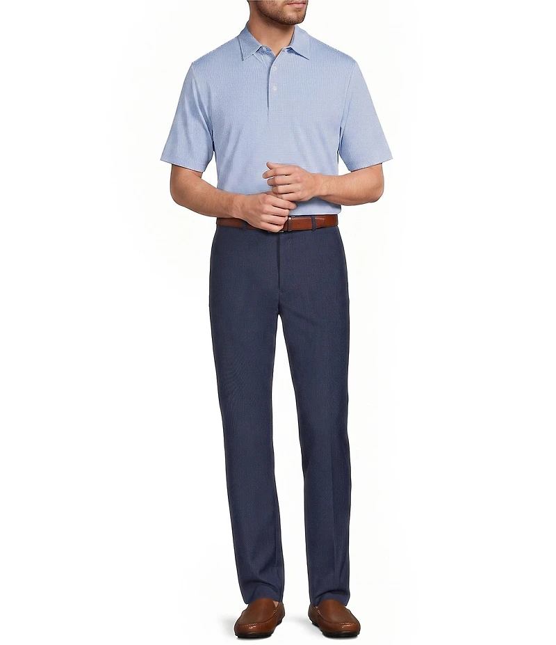 Roundtree & Yorke Flat Front Classic Fit Performance Textured Dress Pants