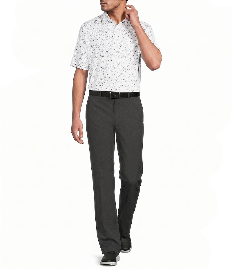 Roundtree & Yorke Flat Front Classic Fit Performance Textured Dress Pants