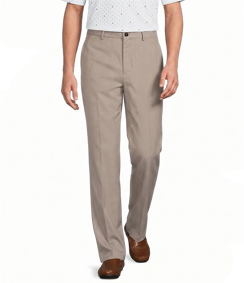 Roundtree & Yorke Flat Front Classic Fit Performance Textured Dress Pants