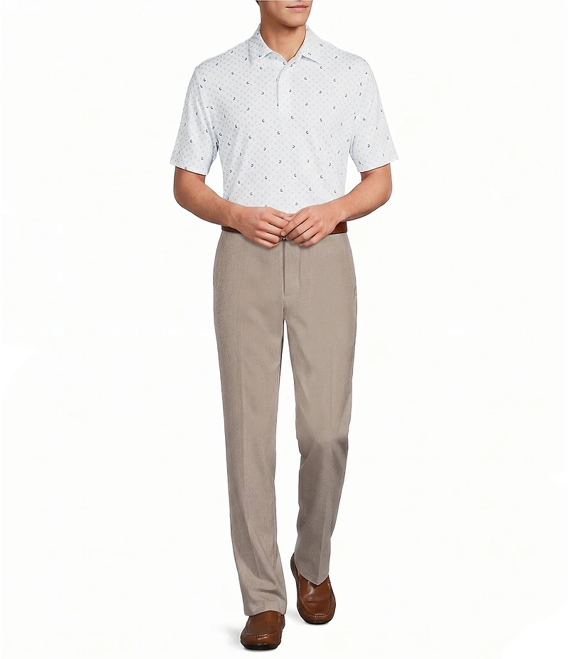 Roundtree & Yorke Flat Front Classic Fit Performance Textured Dress Pants