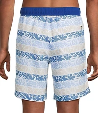 Roundtree & Yorke Floral Stripe 8#double; Swim Trunks