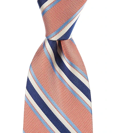 Roundtree & Yorke Fran Striped Print 3 3/8#double; Silk Tie