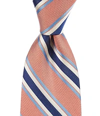 Roundtree & Yorke Fran Striped Print 3 3/8#double; Silk Tie