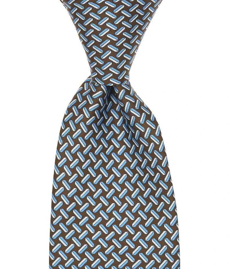 Roundtree & Yorke Geo Neat Traditional Silk Tie