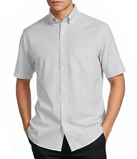 Roundtree & Yorke Gold Label Non-Iron Button Down Collar Short Sleeve Glen Plaid Sport Shirt