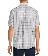 Roundtree & Yorke Gold Label Non-Iron Button Down Collar Short Sleeve Plaid Sport Shirt