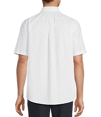 Roundtree & Yorke Gold Label Non-Iron Button Front Collar Short Sleeve Medallion Print Sport Shirt