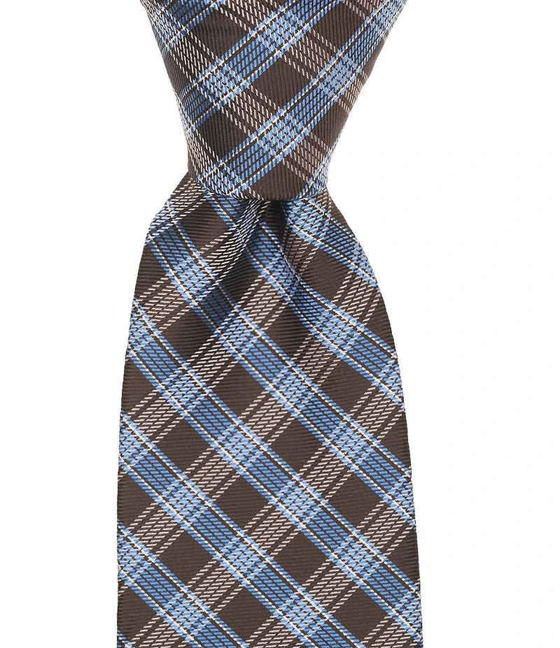 Roundtree & Yorke Gregory Plaid Traditional Silk/Poly Tie