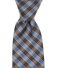 Roundtree & Yorke Gregory Plaid Traditional Silk/Poly Tie