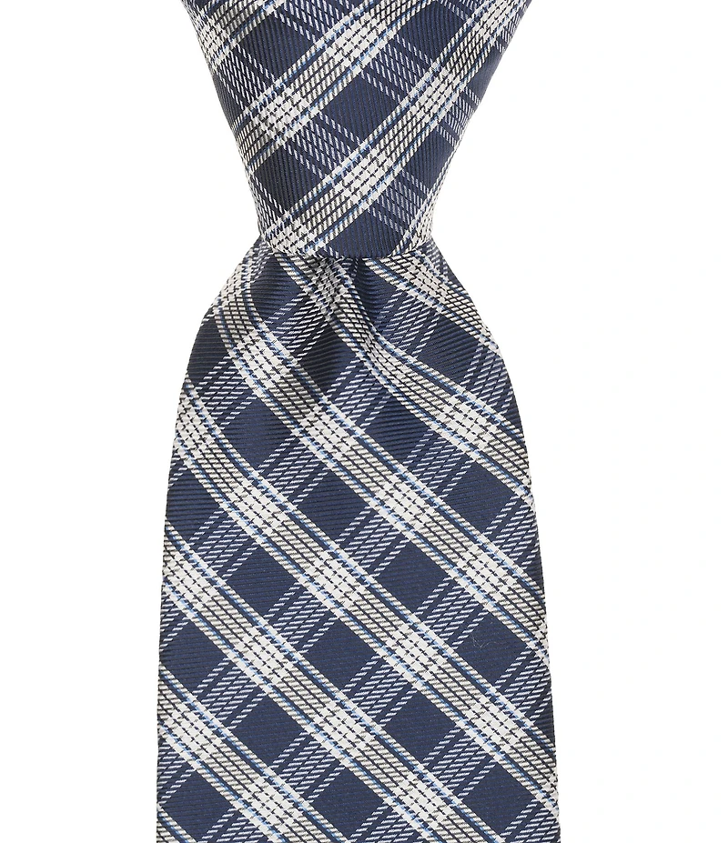 Roundtree & Yorke Gregory Plaid Traditional Silk/Poly Tie