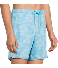 Roundtree & Yorke Hibiscus 7#double; Inseam Swim Trunks
