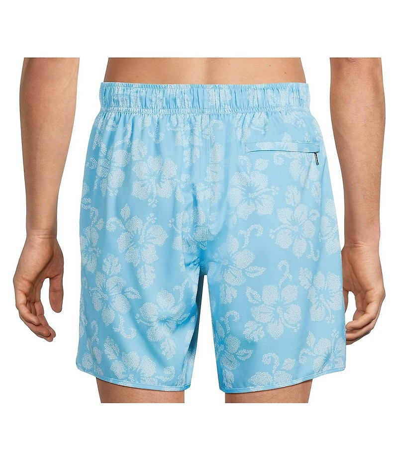 Roundtree & Yorke Hibiscus 7#double; Inseam Swim Trunks
